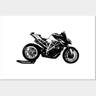 Super Duke Bike Black and White Color Posters and Art